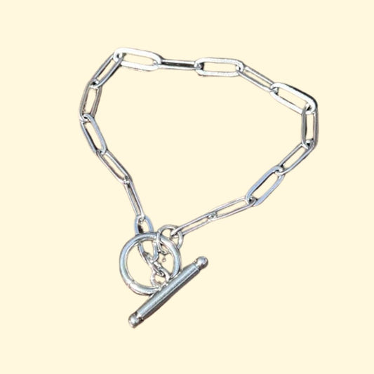 Modernes Gliederarmband – Stilvolles Silberarmband med T-lås och geometriska länkar