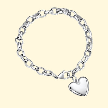 Charm-Armband mit Herz-Anhänger – Stilvolles Silberarmband mit robustem Gliedermotiv