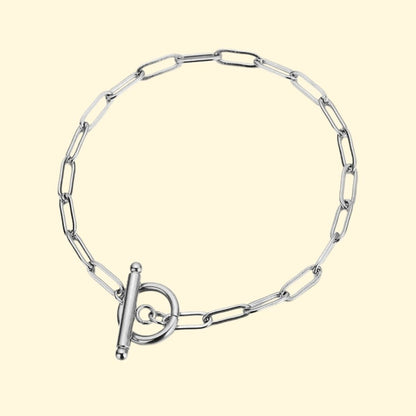 Modernes Gliederarmband – Stilvolles Silberarmband med T-lås och geometriska länkar