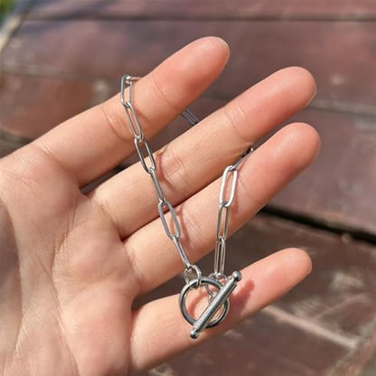 Modernes Gliederarmband – Stilvolles Silberarmband med T-lås och geometriska länkar