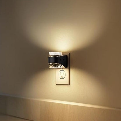 Kristall-Steckdosenleuchte – Stilvolles LED-Orientierungslicht mit Blasenglas-Design