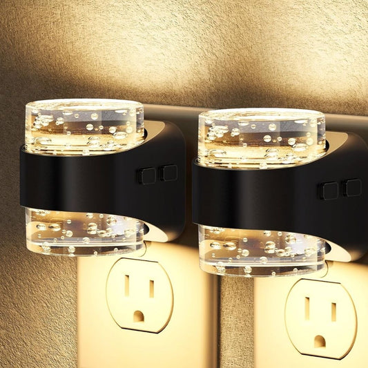 Kristall-Steckdosenleuchte – Stilvolles LED-Orientierungslicht mit Blasenglas-Design